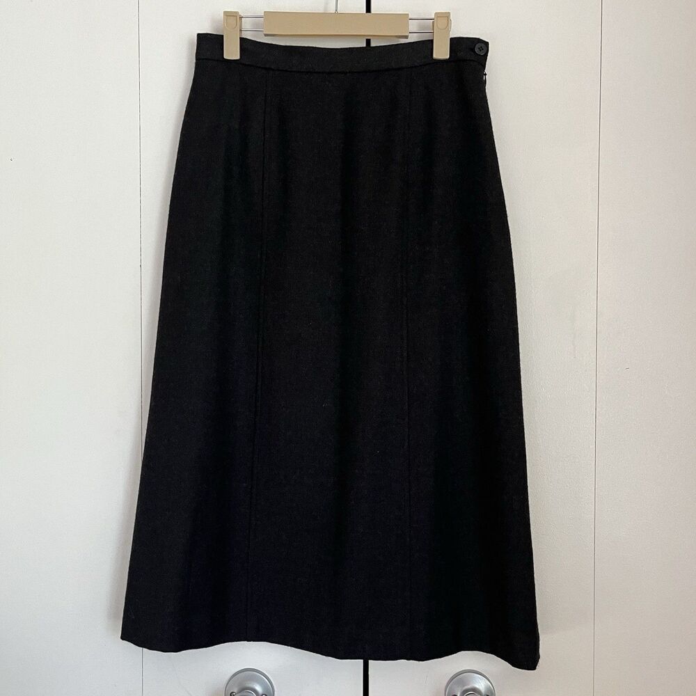 III State Womens Size 8 Wool Blend A-Line Midi Skirt Charcoal Gray Lined
